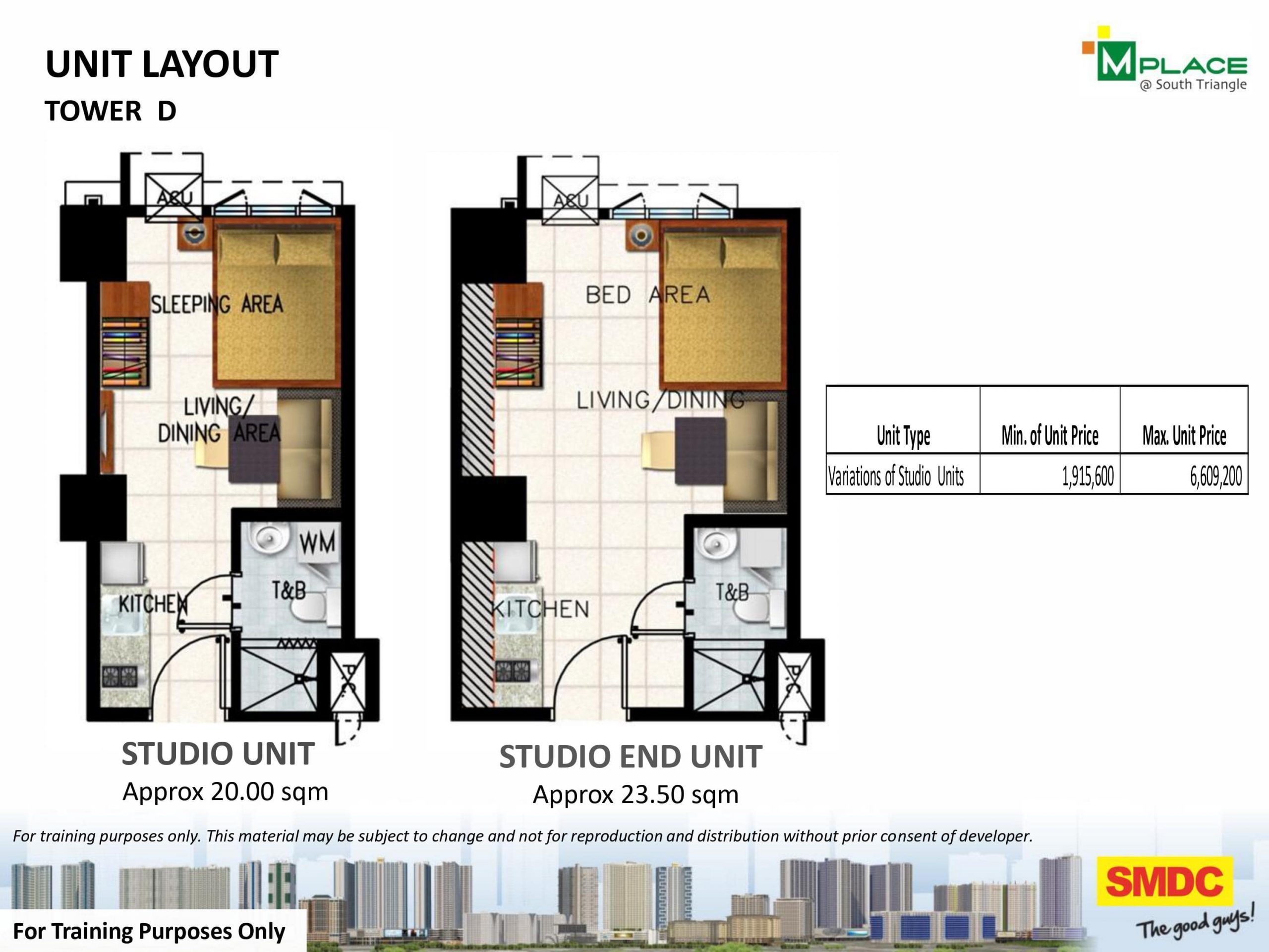 Tower D Studio & Studio End Unit